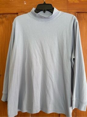 Vintage Speculation Woman Light Blue Mock Neck Long Sleeve Top 1X